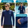 image:imageSwimZip Mens Long Sleeve Zipper Rash Guard Swim Shirt w UPF 50 Sun ProtectionNavy Blue