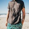 image:imageSwimZip Mens Short Sleeve Zipper Rash Guard Swim Shirt wUPF 50 Sun ProtectionAll Black