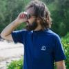 image:imageSwimZip Mens Short Sleeve Zipper Rash Guard Swim Shirt wUPF 50 Sun ProtectionNavy Blue