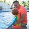 image:imageSwimZip Mens Short Sleeve Zipper Rash Guard Swim Shirt wUPF 50 Sun ProtectionNeon Orange