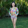 image:imageSwimZip Womens High Waisted Swim Bottoms with UPF 50 Sun ProtectionImpressions