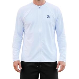 image:imageSwimZip Mens Long Sleeve Zipper Rash Guard Swim Shirt w UPF 50 Sun ProtectionAll White