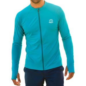 image:imageSwimZip Mens Long Sleeve Zipper Rash Guard Swim Shirt w UPF 50 Sun ProtectionScuba Blue