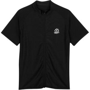 image:imageSwimZip Mens Short Sleeve Zipper Rash Guard Swim Shirt wUPF 50 Sun ProtectionAll Black