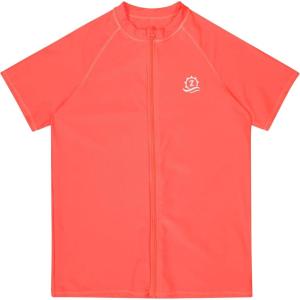 image:imageSwimZip Mens Short Sleeve Zipper Rash Guard Swim Shirt wUPF 50 Sun ProtectionNeon Orange