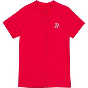 image:imageSwimZip Mens Short Sleeve Zipper Rash Guard Swim Shirt wUPF 50 Sun ProtectionRed