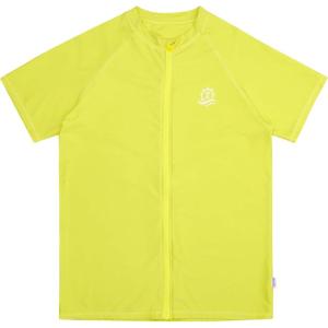 image:imageSwimZip Mens Short Sleeve Zipper Rash Guard Swim Shirt wUPF 50 Sun ProtectionSulphur Yellow