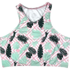 image:imageSwimZip Womens Halter Top Swim Suit with UPF 50 Sun ProtectionPalm