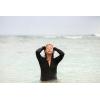 image:imageSwimZip Womens Long Sleeve Rash Guard Zip Swim Shirt SPF 50All Black