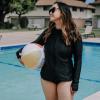 image:imageSwimZip Womens Long Sleeve Rash Guard with Pockets amp UPF 50 Sun ProtectionBlack