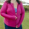 image:imageSwimZip Womens Long Sleeve Rash Guard with Pockets amp UPF 50 Sun ProtectionFuchsia Festival