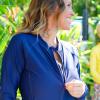 image:imageSwimZip Womens Long Sleeve Rash Guard with Pockets amp UPF 50 Sun ProtectionNavy