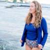 image:imageSwimZip Womens Long Sleeve Rash Guard with Pockets amp UPF 50 Sun ProtectionNavy