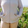 image:imageSwimZip Womens Long Sleeve Rash Guard with Pockets amp UPF 50 Sun ProtectionOrchid