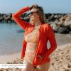 image:imageSwimZip Womens Long Sleeve Rash Guard with Pockets amp UPF 50 Sun ProtectionRed