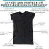 image:imageSwimZip Womens Plus Size Short Sleeve Rash Guard Zip Swim Shirt UPF 50All Black