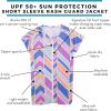 image:imageSwimZip Womens Plus Size Short Sleeve Rash Guard Zip Swim Shirt UPF 50Cali Girl