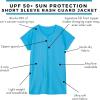 image:imageSwimZip Womens Plus Size Short Sleeve Rash Guard Zip Swim Shirt UPF 50Turquoise