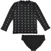 image:imageSwimZip Girls Long Sleeve Laser Cut Scallop Neck Rash Guard amp Bottoms  BlackBlack