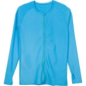 image:imageSwimZip Womens Long Sleeve Rash Guard Zip Swim Shirt SPF 50 Turquoise Medium