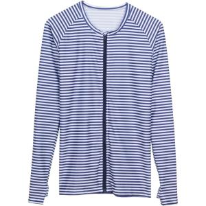 image:imageSwimZip Womens Long Sleeve Rash Guard Zip Swim Shirt SPF 50Stunner Blue Stripe