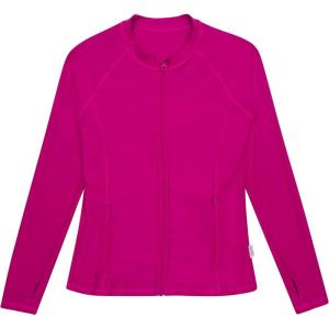 image:imageSwimZip Womens Long Sleeve Rash Guard with Pockets amp UPF 50 Sun ProtectionFuchsia Festival