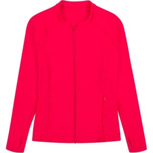 image:imageSwimZip Womens Long Sleeve Rash Guard with Pockets amp UPF 50 Sun ProtectionPoppy Red