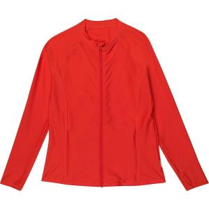 image:imageSwimZip Womens Long Sleeve Rash Guard with Pockets amp UPF 50 Sun ProtectionRed