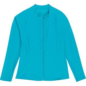 image:imageSwimZip Womens Long Sleeve Rash Guard with Pockets amp UPF 50 Sun ProtectionScuba Blue