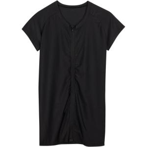image:imageSwimZip Womens Plus Size Short Sleeve Rash Guard Zip Swim Shirt UPF 50All Black