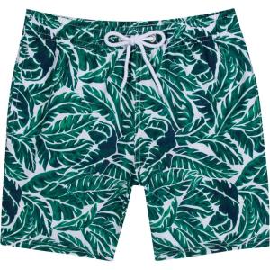 image:imageSwimZip Boys Swim Trunks with Boxer Brief Liner and UPF 50 Sun ProtectionPalm Leaf