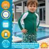 image:imageSwimZip Boys Long Sleeve Rash Guard amp Swim Shorts Set  UPF 50 Sun ProtectionPalm Leaf