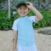 image:imageSwimZip Boys Short Sleeve Rash Guard amp Swim Shorts Set  UPF 50 Sun ProtectionBlue Gingham