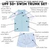 image:imageSwimZip Boys Short Sleeve Rash Guard amp Swim Shorts Set  UPF 50 Sun ProtectionBlue Gingham