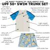 image:imageSwimZip Boys Short Sleeve Rash Guard amp Swim Shorts Set  UPF 50 Sun ProtectionMediterranean Lemons