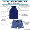 image:imageSwimZip Boys Short Sleeve Rash Guard amp Swim Shorts Set  UPF 50 Sun ProtectionOcean Breeze
