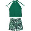 image:imageSwimZip Boys Short Sleeve Rash Guard amp Swim Shorts Set  UPF 50 Sun ProtectionPalm Leaf