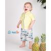 image:imageSwimZip Boys Short Sleeve Rash Guard amp Swim Shorts Set  UPF 50 Sun ProtectionShark Feast