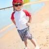 image:imageSwimZip Boys Short Sleeve Rash Guard amp Swim Shorts Set  UPF 50 Sun ProtectionSurfer Dude Red
