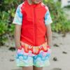 image:imageSwimZip Boys Short Sleeve Rash Guard amp Swim Shorts Set  UPF 50 Sun ProtectionSurfs Up