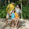 image:imageSwimZip Boys Short Sleeve Rash Guard amp Swim Shorts Set  UPF 50 Sun ProtectionVibrant Vacay