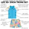 image:imageSwimZip Boys Short Sleeve Rash Guard amp Swim Shorts Set  UPF 50 Sun ProtectionVibrant Vacay