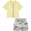 image:imageSwimZip Boys Short Sleeve Rash Guard amp Swim Shorts Set  UPF 50 Sun ProtectionShark Feast