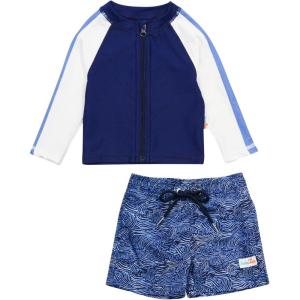 image:imageSwimZip Boys Long Sleeve Rash Guard amp Swim Shorts Set  UPF 50 Sun ProtectionOcean Breeze