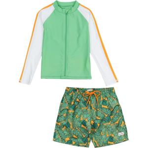 image:imageSwimZip Boys Long Sleeve Rash Guard amp Swim Shorts Set  UPF 50 Sun ProtectionThe Tropics