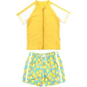 image:imageSwimZip Boys Short Sleeve Rash Guard amp Swim Shorts Set  UPF 50 Sun ProtectionLemons