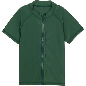 image:imageSwimZip UPF 50 Short Sleeve Rash Guard for Boys and Girls  Baby Toddler KidsHunter Green