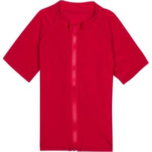 image:imageSwimZip UPF 50 Short Sleeve Rash Guard for Boys and Girls  Baby Toddler KidsRed