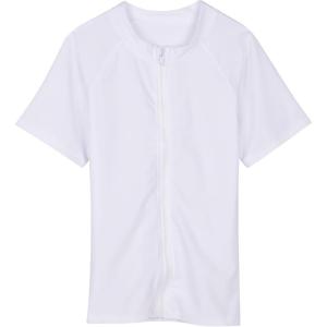image:imageSwimZip UPF 50 Short Sleeve Rash Guard for Boys and Girls  Baby Toddler KidsWhite