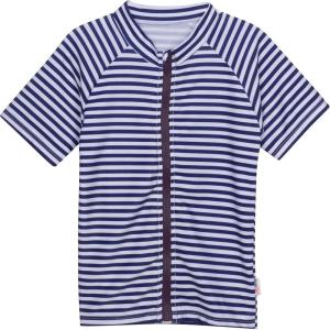 image:imageSwimZip UPF 50 Short Sleeve Rash Guard for Boys and Girls  Baby Toddler KidsWhite Blue